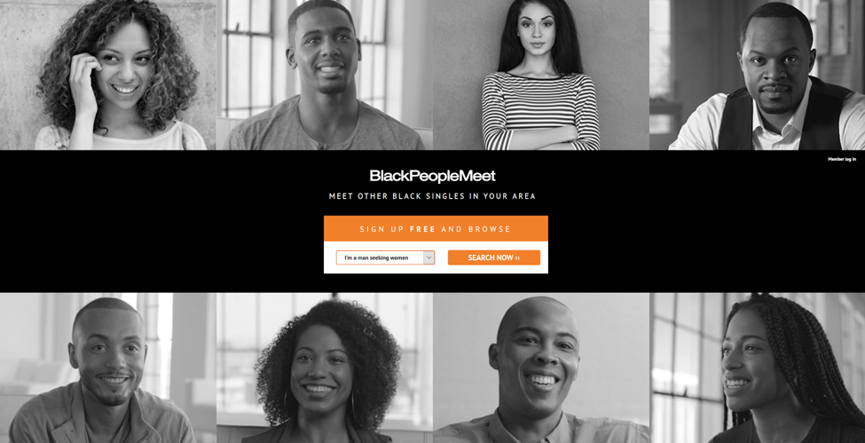 Screenshot of Black People Meet dating sites home page