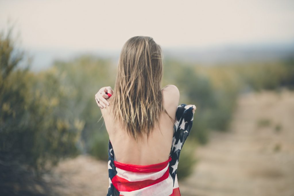 Girl with American flag