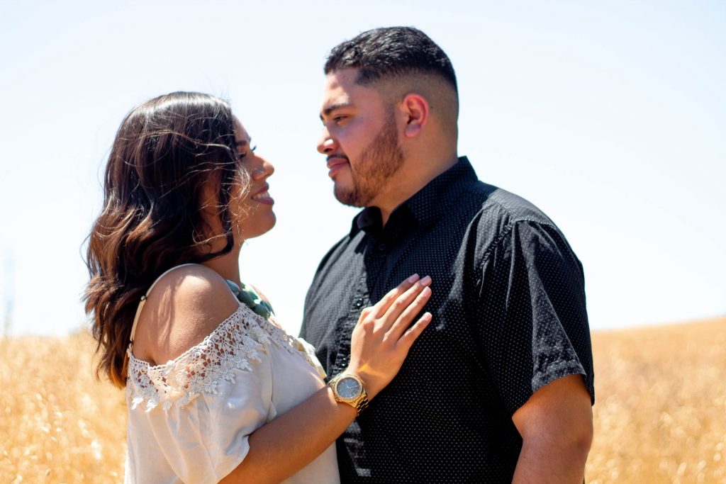 Latino couple embracing
