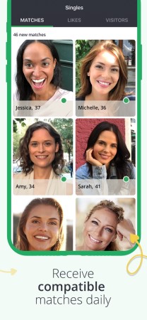 Screenshot of profiles in Elite Singles app