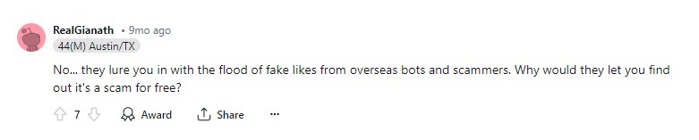 reddit comment about okcupid free trial