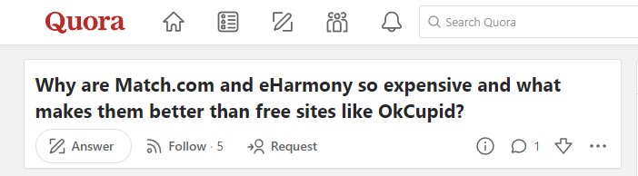 eharmony expensive comment from quora