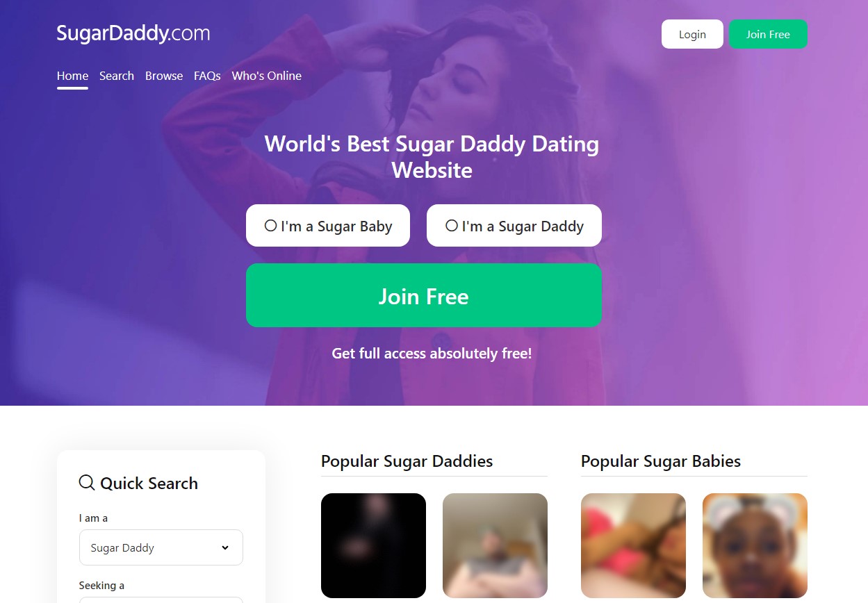 SugarDaddyCom Homepage 