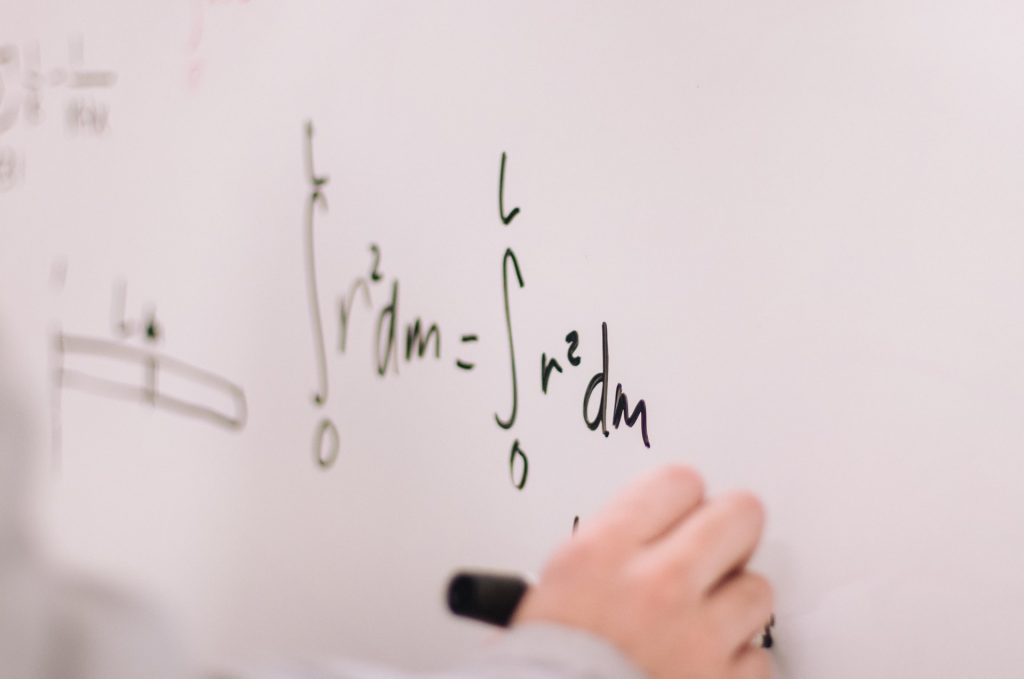 Formulas on a white board