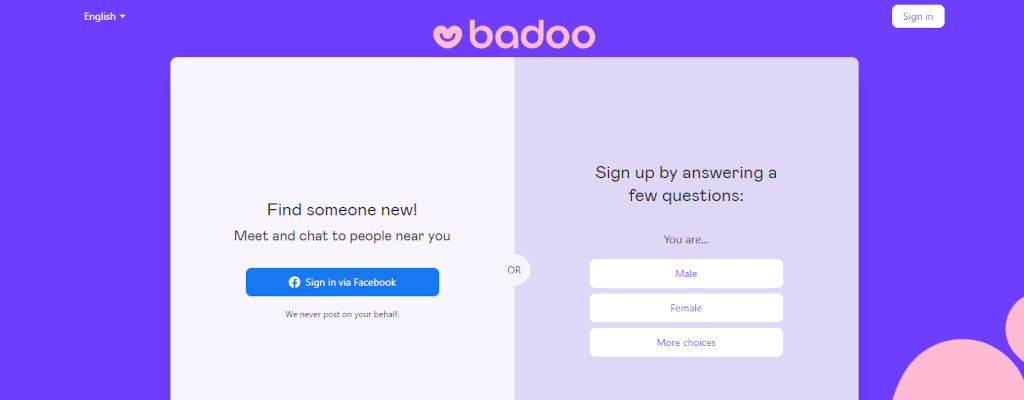 What logging badoo in you with get by facebook do Just Get