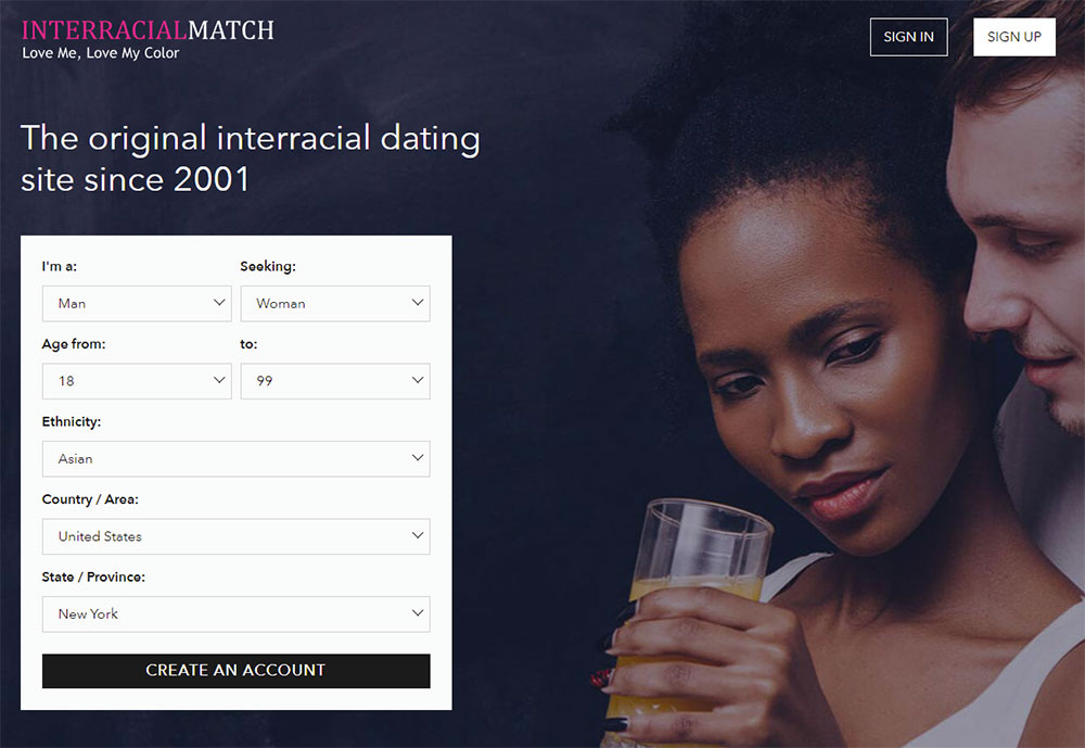 Interracial Match Homepage Screenshot