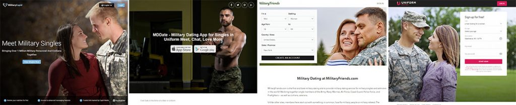 Niche Military Dating App Screenshots - Military Cupid, MDDate, Military Friends, and UniformDating