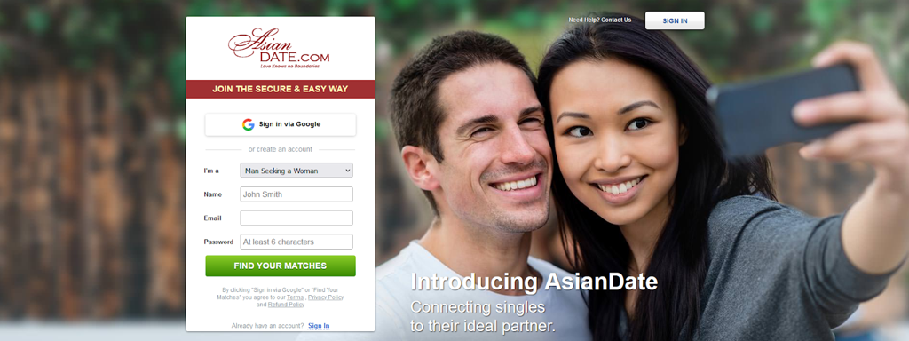 asiandate dating app Homepage banner