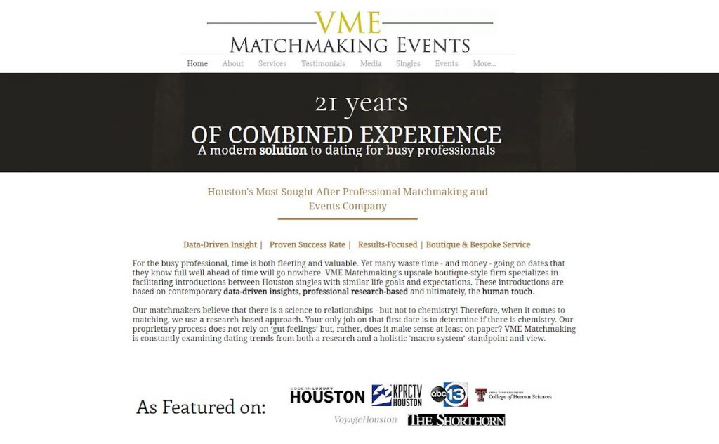 Image of VME Houston Matchmaking homepage