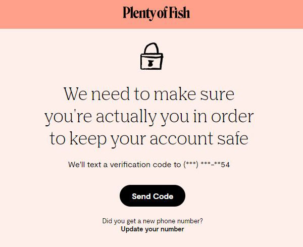 Plenty of Fish text verification screenshot