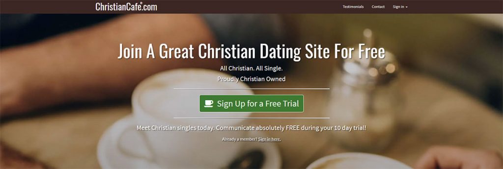 Christian Cafe Homepage Screenshot - Join a Great Christian Dating Site For Free
