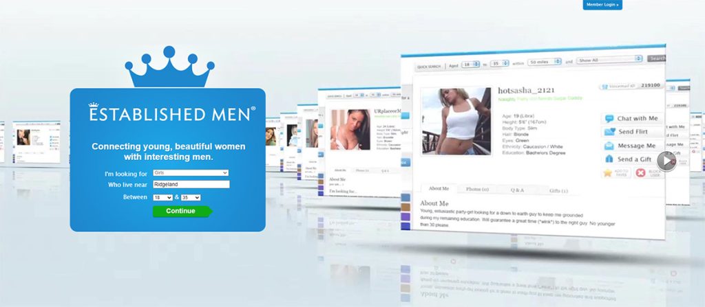 Established Men Homepage Signup Screenshot
