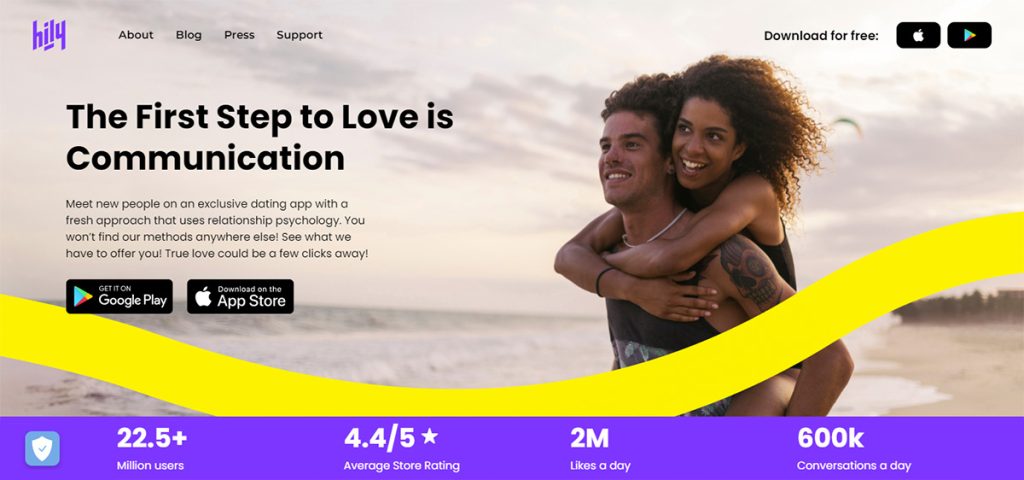 Hily.com Homepage Screenshot - Hily Dating App