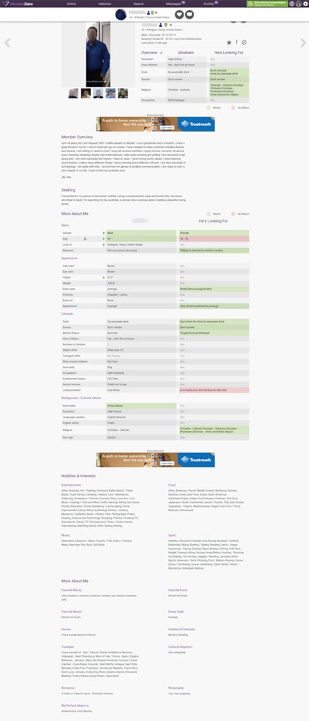 Screenshot of a Robust UkraineDate Profile